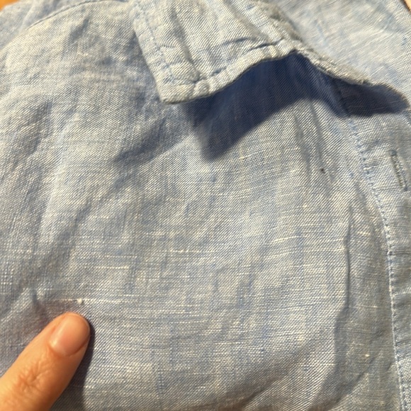 St. Tropez west 100% linen medium sky blue tunic blouse shirt with pearl buttons - Picture 9 of 9